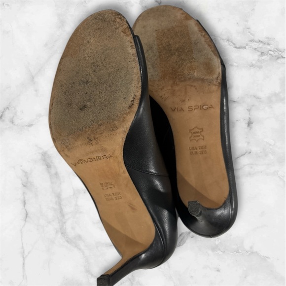 VIA SPIGA Soft Black Leather Open Toe Heeled Double Zip Up Boot Women’s Szie 7.5 - Picture 5 of 10